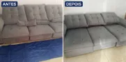 Sofá antes e depois da higienização
