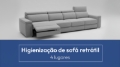 Higienização profissional de sofá retrátil de 4 lugares (aprox. 2,40 m). Ideal para tecidos como suede, chenille, veludo e jacquard. Inclui extração