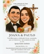 Convite de casamento com caricatura